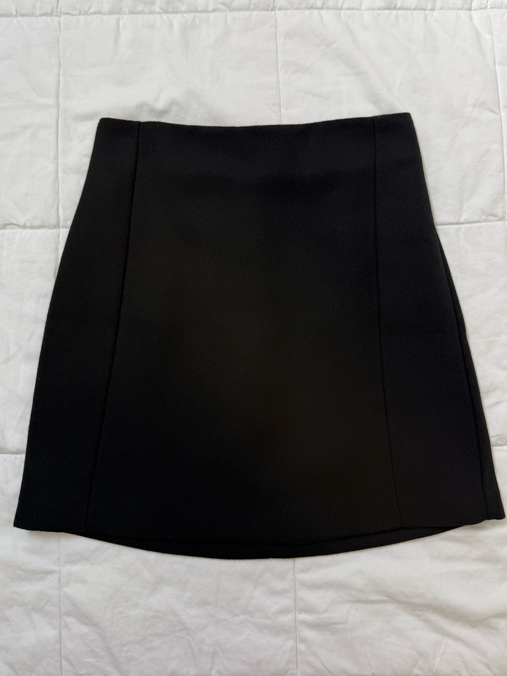 XS Mango Black Mini Skirt Lightweight Wool Blend Fine Twill Texture